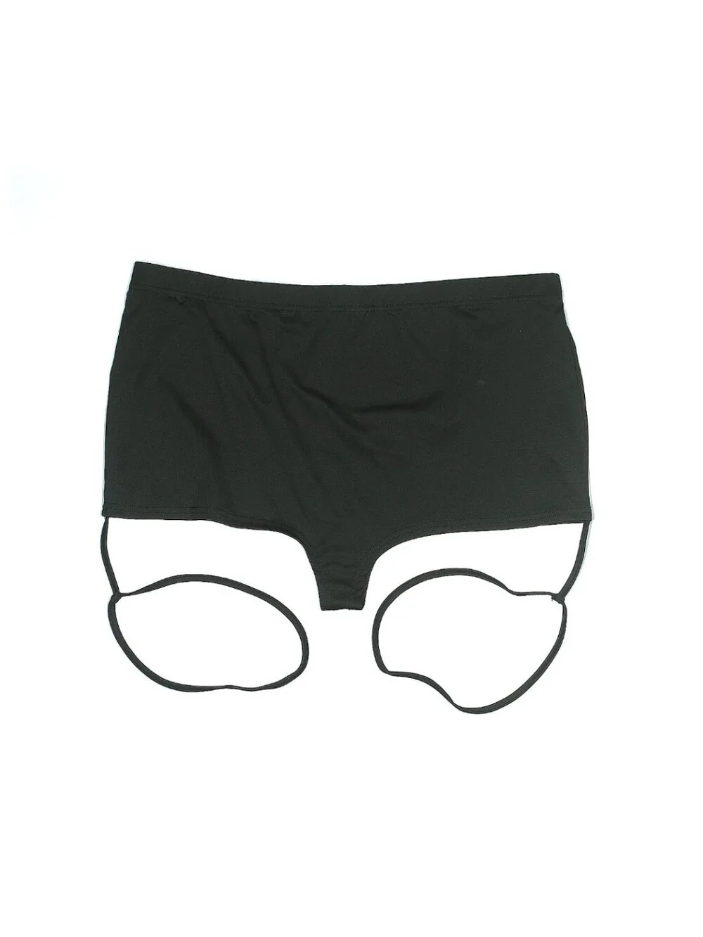 👙 Black Sexy Thigh Strap-Detail Swim Bottoms